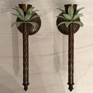 Tropical Palm Wall Sconce Set in Brown and Green